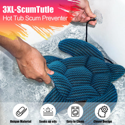 ANSLCA 2 Pack Hot Tub Scum Absorber for Spa Hot Tub Cleaner, Oversized 3XL-Scum Turtle Hot Tub Cleaner Hot Tub Sponges - Must Have Hot Tub Accessories - Keeps Your Spa Hot Tub Water Clean and Clear