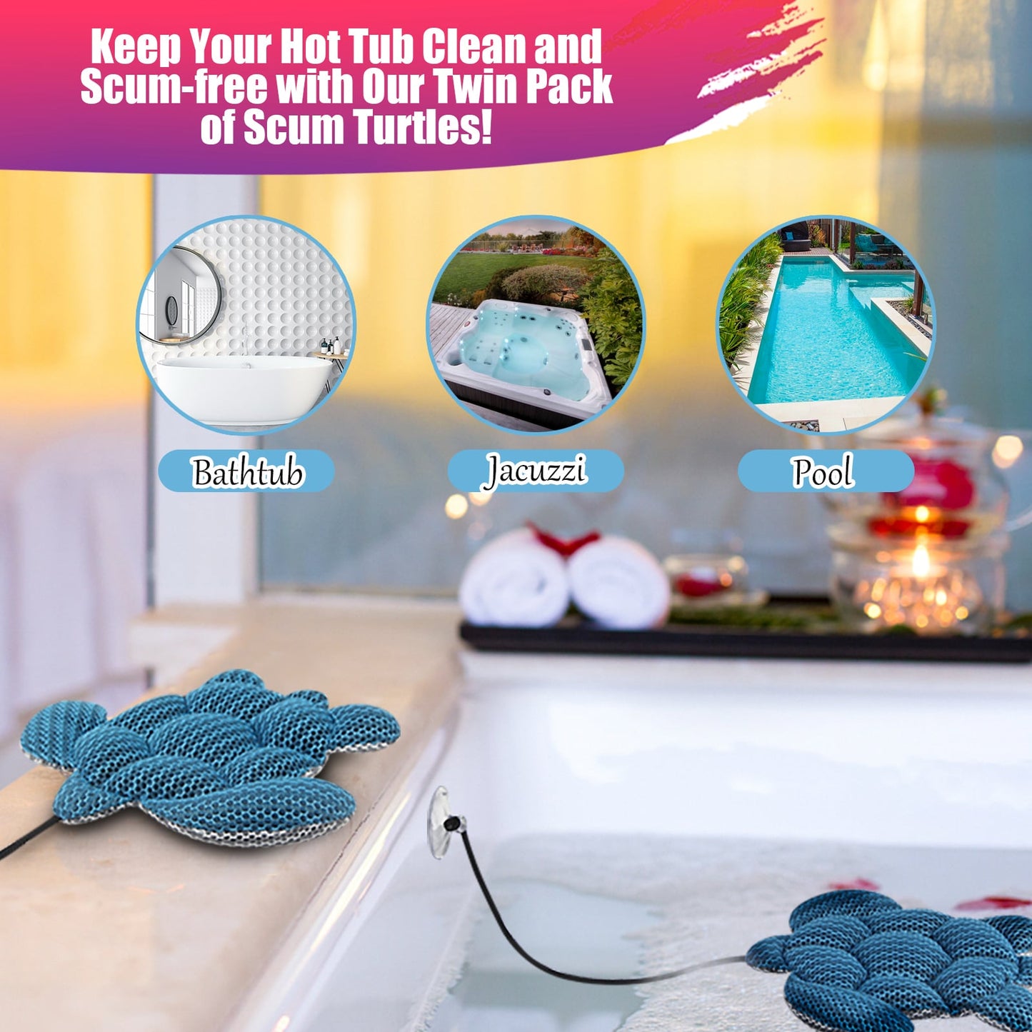 ANSLCA Hot Tub Scum Absorber, Scum Turtle Hot Tub Cleaner Hot Tub Sponges to Soak up Oils- Must Have Hot Tub Accessories for Adults Hot Tub Scum Sponge- Keeps Your Hot Tub Water Clean and Clear