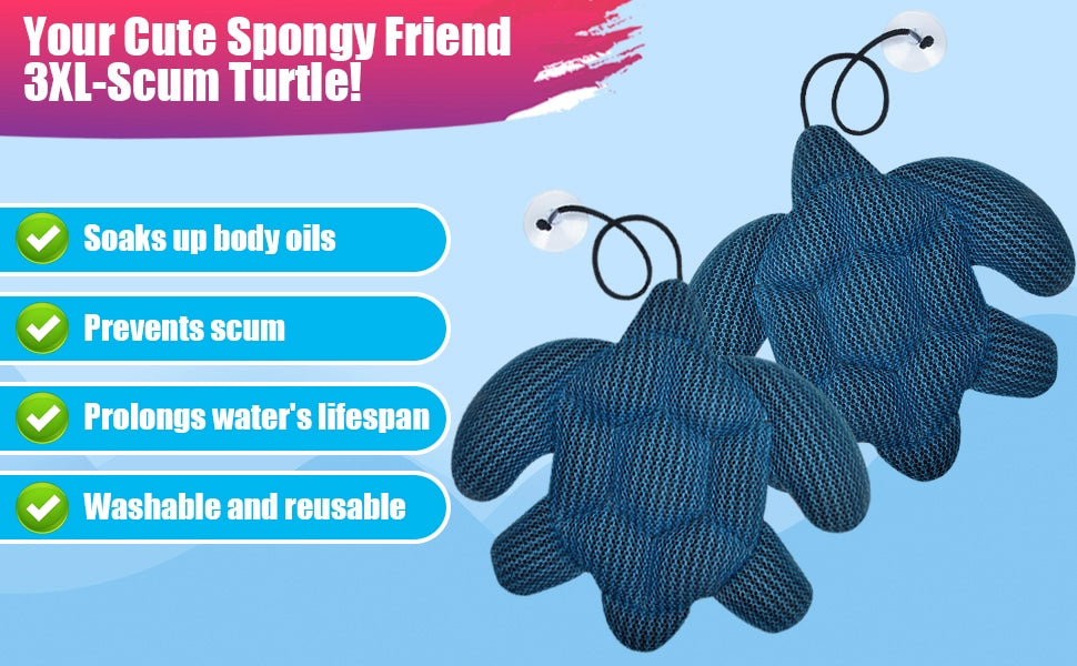 ANSLCA 2 Pack Hot Tub Scum Absorber for Spa Hot Tub Cleaner, Oversized 3XL-Scum Turtle Hot Tub Cleaner Hot Tub Sponges - Must Have Hot Tub Accessories - Keeps Your Spa Hot Tub Water Clean and Clear