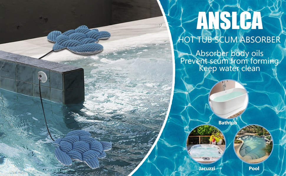 ANSLCA Hot Tub Scum Absorber, 2 Pack Scum Turtle Hot Tub Cleaner Hot Tub Sponges to Soak up Oils- Must Have Hot Tub Accessories for Adults Hot Tub Scum Sponge- Keeps Your Hot Tub Water Clean and Clear